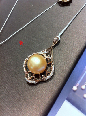 【品牌代工海水珠18K金鑲鉆吊墜 天然珍珠項飾工廠現貨定制批發】價格,廠家,圖片,項鏈,深圳市陳信語珠寶首飾-